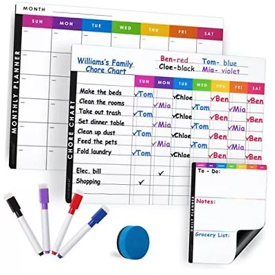 Magnetic Chore Chart Dry Erase Whiteboard Chore Chart Monthly & Daily Planners • $37.31
