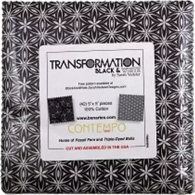 TRANSFORMATIONS Black & White 5  Charm Pack 42pc/pk By Sarah Vedeler Of Contempo • $12