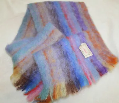 CUSHENDALE ~ Women MOHAIR SCARF ~ 9X56 INCHES ~ MADE In IRELAND Beautiful Colors • $27.99