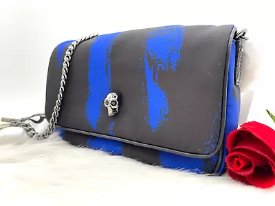 $891.40 • Buy AUTH NWT Alexander McQueen Small SKULL Graffiti Chain Shoulder Bag-Electric