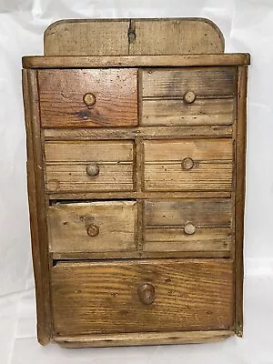 Vintage Primitive Handmade Apothecary 7 Drawer Wooden • $89