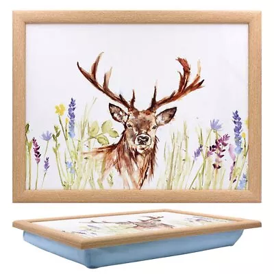 Cushioned Laptray Bed Serving Laptop Tray Highland Stag Animal Nature Print • £15.95