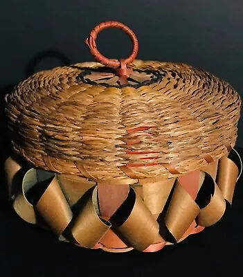 Abenaki/micmac Ash & Sweetgrass Fancy Basketcurlicue Decorationexcellentc1920 • $79