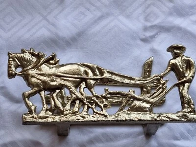 £7.99 • Buy Vintage Brass??  Letter Rack Horse Plough And Farmer