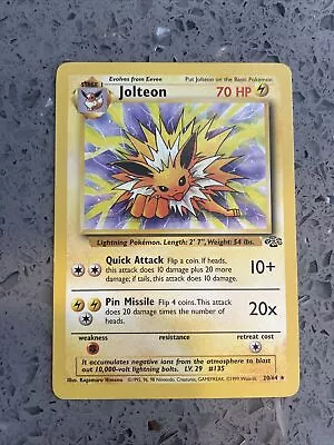 1999 Pokemon Jolteon 20/64 Non Holo TCG WOTC Jungle Rare Vintage NEAR MINT • $11.99