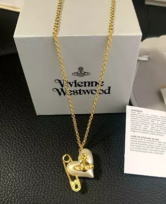 Vivienne Westwood ORIETTA Heart Orb Gold Chain Necklace Pin Outlet Authentic • $92.90