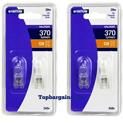 4× STATUS HALOGEN G9 28w CAPSULE BULB 370 LUMEN 240V  DIMMABLE  • £3.99