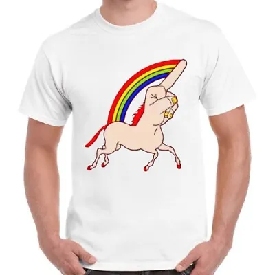 Unicorn Middle Finger Pride Rainbow Men Women Unisex Gay Cool Gift T Shirt 714 • £6.35