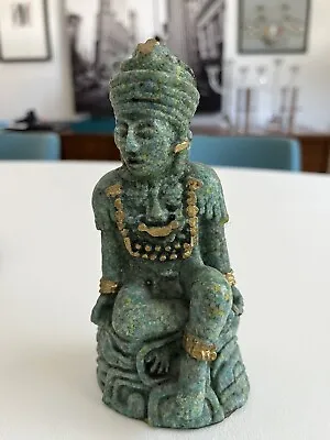 Vtg MCM Zarebski Aztec Mayan God Statue Crushed Malachite Stone And Resin 6”H • $49