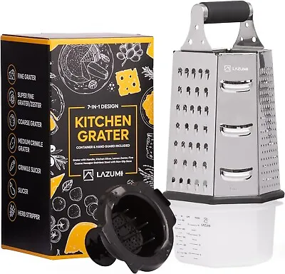 7-in-1 Box Cheese Grater With Container And Finger Guard Handheld Food Grater  • £10.49