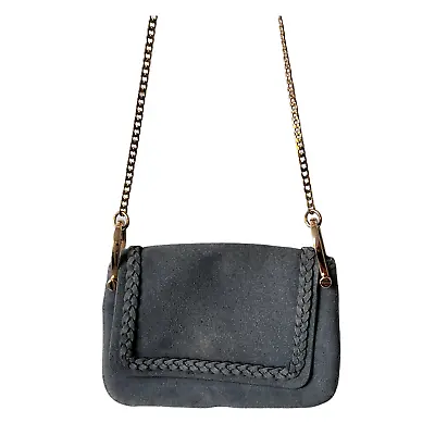 H&M Women's Gray Small Shoulder Bag Crossbody Imitation Leather Braided Trim • $16.96