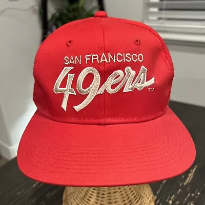 VTG 90s 49ers Sports Specialties Twill Script Snapback Hat New With Broken Snap • $90