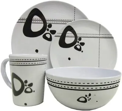 16Pc Melamine Dinner Set Crockery Camping Dining Tableware Plates Bowl Mug For 4 • £37.99