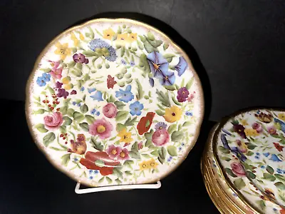 Hammersley Queen Anne Chintz Bone China Hand Painted Dessert Bread Plate • $50