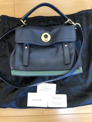 $548 • Buy Yves Saint Laurent Muse Two Shoulder Crossbody Bag Women Navy Pre-loved