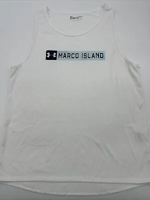 Marco Island Tank Top Men Large White Spell Out Under Armour…#4112 • $5.70