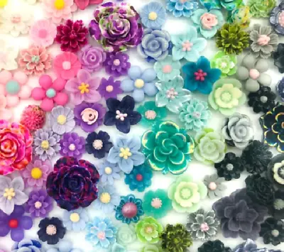 100pcs Flower Embellishments Flatback All Colours Scrapbook Craft Jewels Gems • £8.99