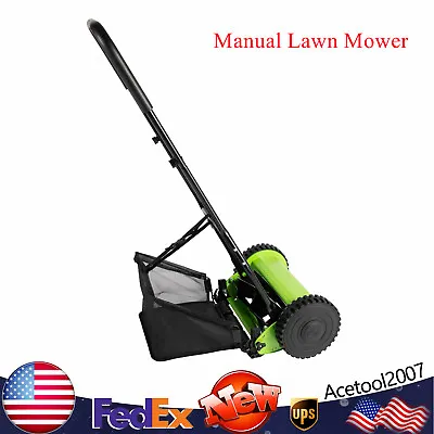 Hand Push Mower Lawn Manual Reel 12  Grass Catcher Lawnmower Manchine 5 Blades  • $75