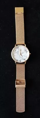 MVMT Boulevard Rose Gold Tone Watch Malibu Marble Mesh Band 5.5 -7.5  New Batt. • $14.99