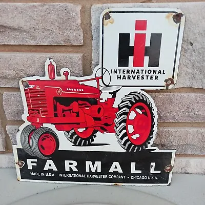 Vintage Ih International Harvester Porcelain Farm Equipment Aguculture Sign • $190