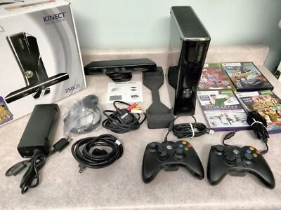 $114.98 • Buy Microsoft Xbox 360 S 250GB Console Bundle W/ Box OEM Controller Kinect + 4 Games