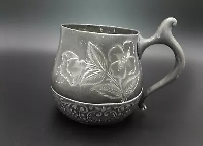 Antique Rockford Silver Plate Co. Quadruple Cup Mug 216 Etched Flowers • $19.99