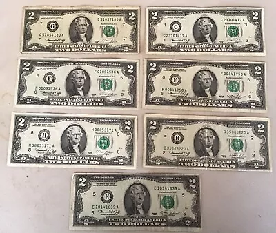 7 Two Dollar Bills 1976 Bicentennial St.louis Atlanta Ny Chicago Richmond Penn • $20