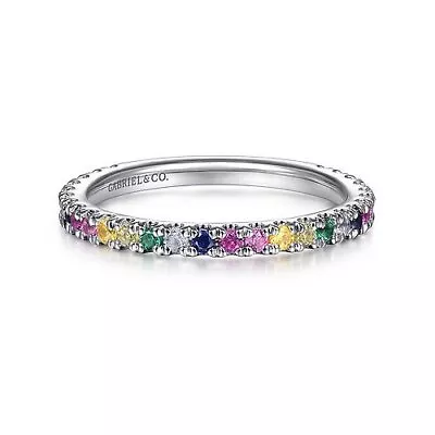 14K White Gold Multi Gemstone Band • $485