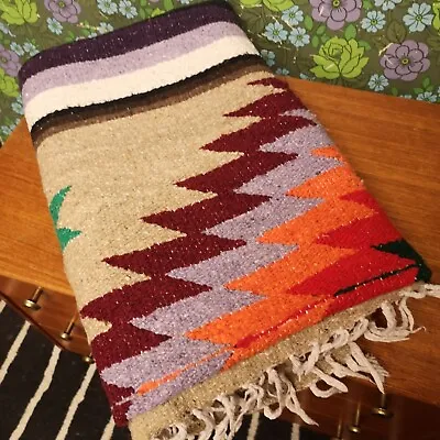 £4.20 • Buy Rainbow Native Mexican Woven Stripy Falsa Yoga Picnic/Beach Blanket/Throw Bobbly