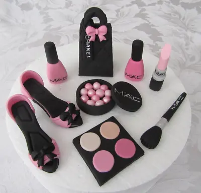 Edible Handmade Make Up Bag Shoes Cake Topper Fondant Sugar Decoration (Pink) • £24.99