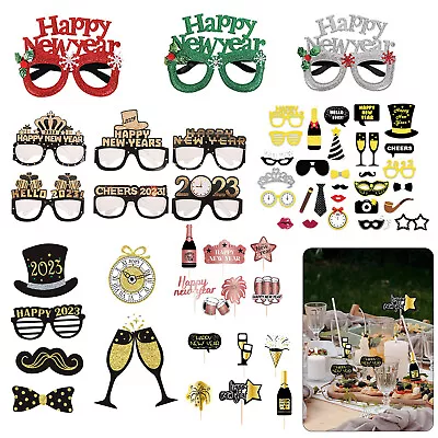 £2.45 • Buy 2023 Happy New Year Glasses Photo Booth Prop Holiday Selfie Party Decorations