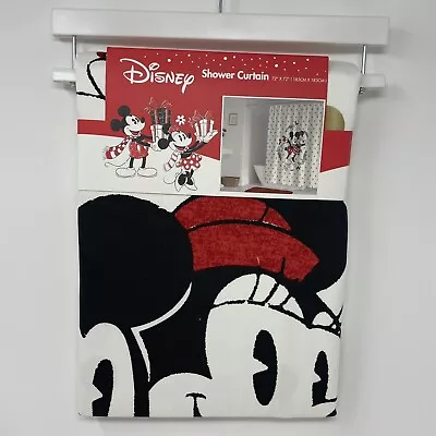 Disney Mickey And Minnie Mouse Ice Skating Christmas Fabric Shower Curtain 72x72 • $39.99