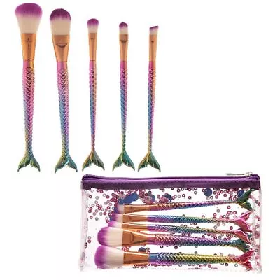 Mermaid Tail Handy 5 Piece Make Up Brush Set Stunning Unusual NEW • £12.95