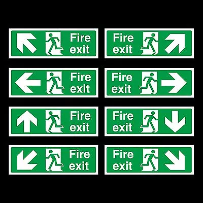 £0.99 • Buy Fire Exit Sign 300 X 100mm - Sticker, Plastic Or Photoluminescent - Bulk Prices