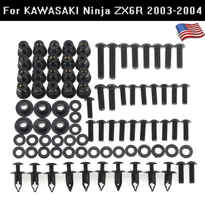 US For Kawasaki Ninja ZX6R 636 2003-2004 Fairing Bodywork Bolts Screws Kit Black • $17.99