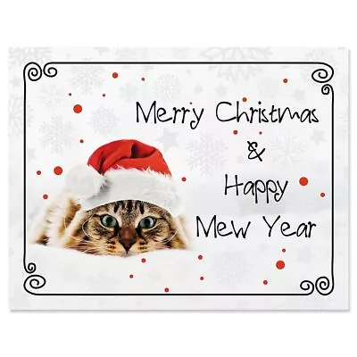 Cat Christmas Personalized Note Cards - Set Of 20 4-1/4  X 5-1/2  Blank Insi... • $23.31