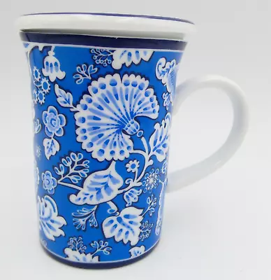 Vera Bradley Blue Lagoon Covered Tea Cup Mug Floral Retired Pattern • $12.98