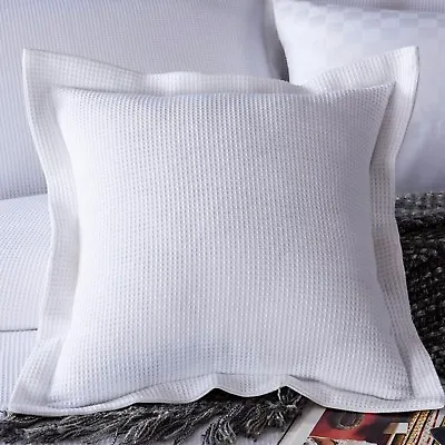 New 100% Cotton Waffle European Pillowcase Cushion Cover White 65x65cm+5cm • $18.53