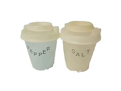 Vintage Tupperware Salt & Pepper Shaker Set Of 2 Green White Labels 10122 RARE • $12.75