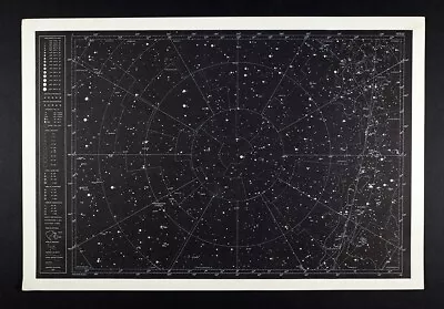 1958 Becvar Star Map I - North Pole Sky Polaris Cassiopeia Draco Astronomy Chart • $27.99