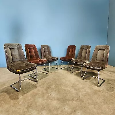 6 X Chrome Cantilever Merrow Pieff Associates Style Dining Chairs Mid Century • £195