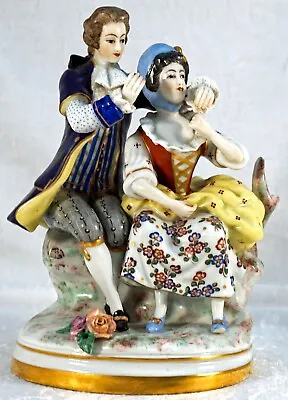 Porcelain Figurine 19th Century Couple Dresden Marked Made In France - Video • $99.99