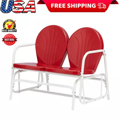 2-Person Outdoor Steel Glider Loveseat Patio Rocking Bench Double Chair Seat US • $154.35