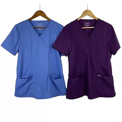 Lof Of 2 Cherokee Workwear Revolution Scrub Tops Size M  Pockets WW610 Easy Care • $19.95