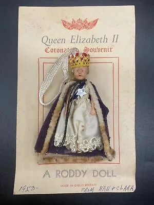 Rare Queen Elizabeth II Coronation Souvenir Roddy Doll Ornament • $94.52