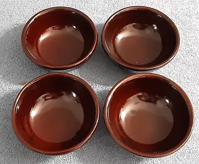 4 Marcrest Daisy Dot 5½  Stoneware Brown Glazed Soup/Chili/Cereal Bowls • $32