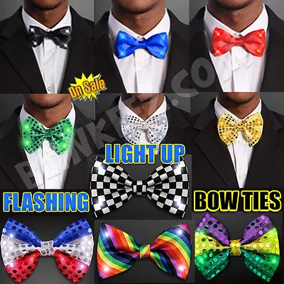 Light Up LED Flashing Blinking Bow Ties - Several Colors To Choose! • $13.97