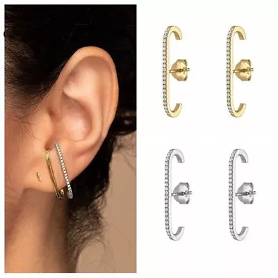 Wrap Earlobe StudsEar Wrap Piercing Stud Minimalist Suspender Ear Cuff Earring • £5.99