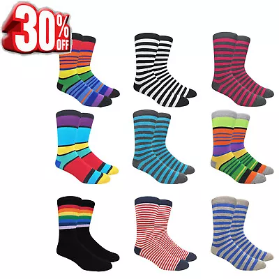 $8 • Buy Striped Dress Socks Colorful Socks For Men Patterned Happy Fun Mens Dress Socks 