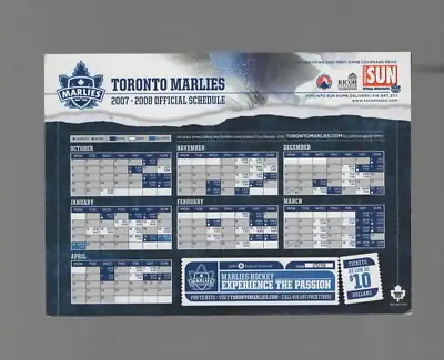 Toronto Marlies 2007-08 Ahl Magnetic Schedule • $4